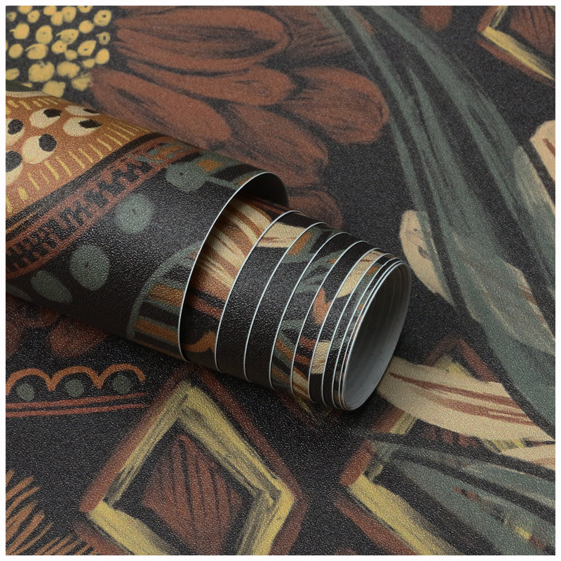 Boho Peel and Stick Wallpaper Floral Brown/Peach/Green Roll