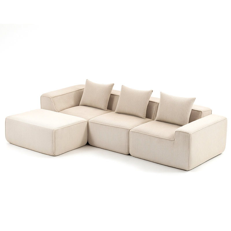 Canapé modulaire tout en velours côtelé, Beige