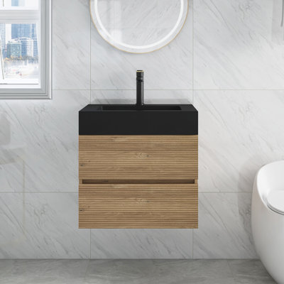 24'' Bathroom Vanity With Black Engineered Quartz Sink