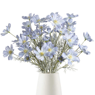 6PCS Daisy Flowers Artificial 24inch Blue Flowers Artificial Wildflowers Silk Flowers for Wedding Party Kitchens Home Decoration