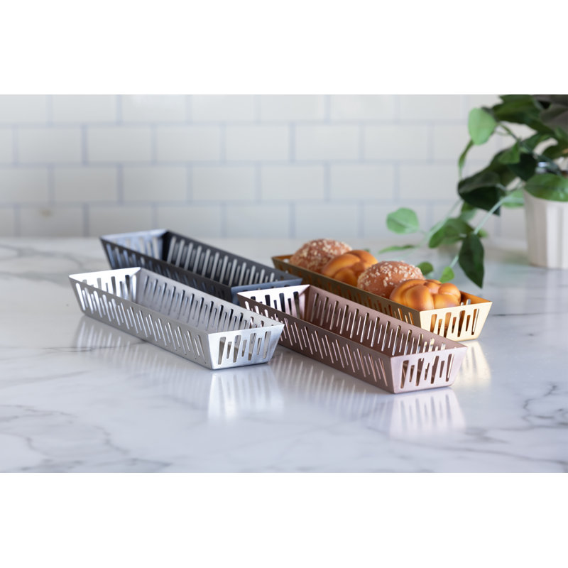 Panier rectangulaire étroit en acier inoxydable, Argent argent