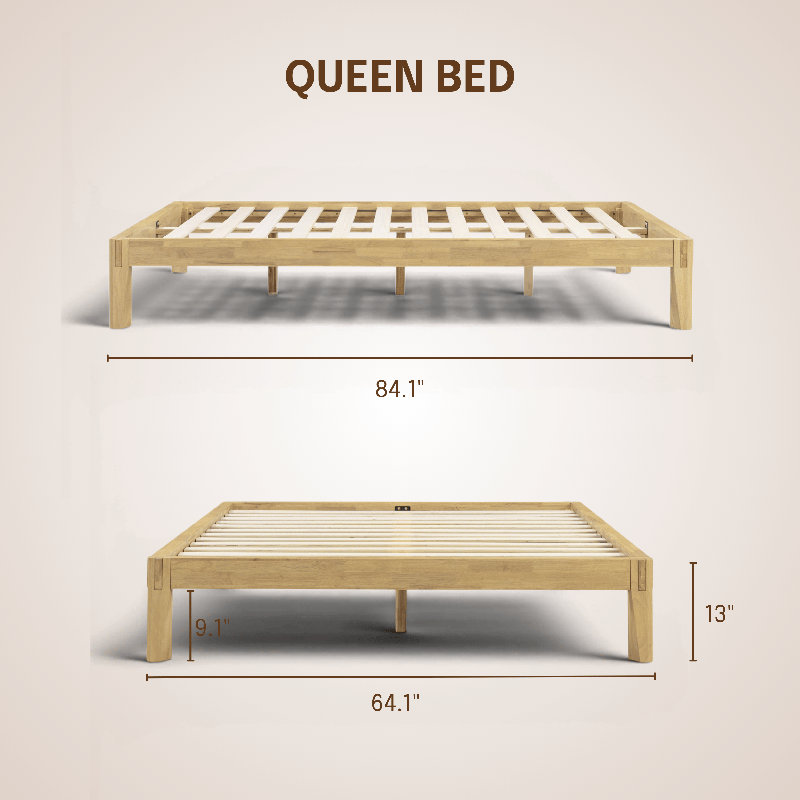 Structure de lit en bois massif NTC Sapa - Menuiserie japonaise minimaliste, pas de sommier tapissier, lattes silencieuses, assemblage facile
