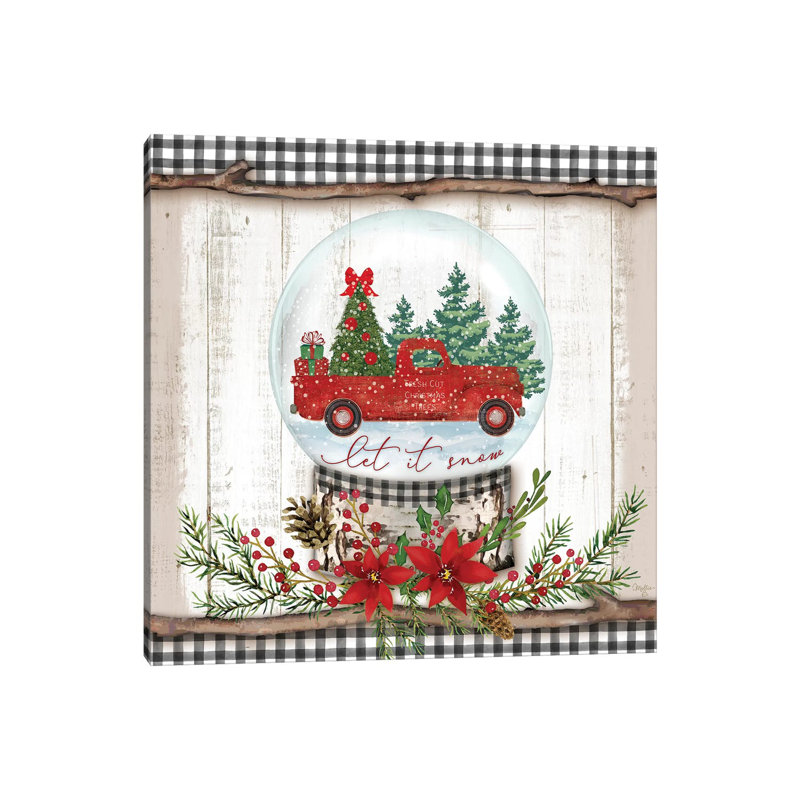 Let It Snow Red Truck by Mollie B. - 1 Piece Wrapped Canvas Wall Art, 45.72 cm H x 45.72 cm W x 1.91 cm D