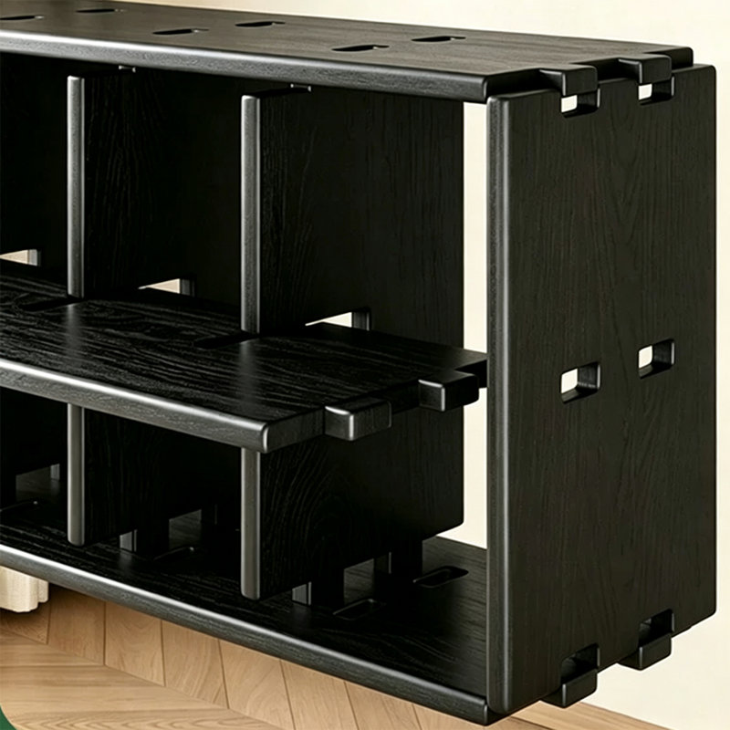 Black Modern Solid wood Standard Bookcase, 35.43"L