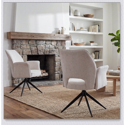Ensemble de 2 chaises de salle à manger modernes en tissu, fauteuils pivotants à coussins moelleux pour un confort optimal dans la cuisine, le salon ou le bureau à domicile
