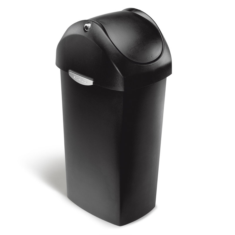 Simplehuman 60L Plastic Swing Lid Bin, Black