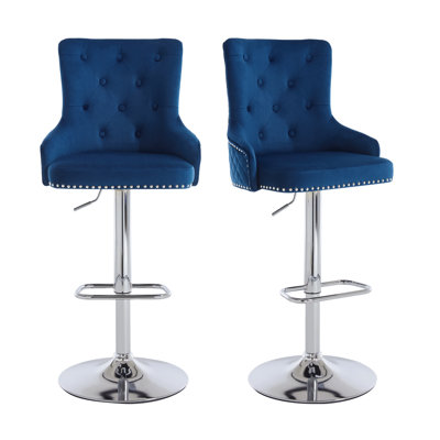Markfrancis Swivel Upholstered Velvet Adjustable Height Counter Stool