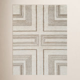 Geometric Hand Tufted Wool Area Rug in Taupe/Ivory
