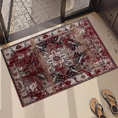 Floral and Oriental Flokati Area Rug