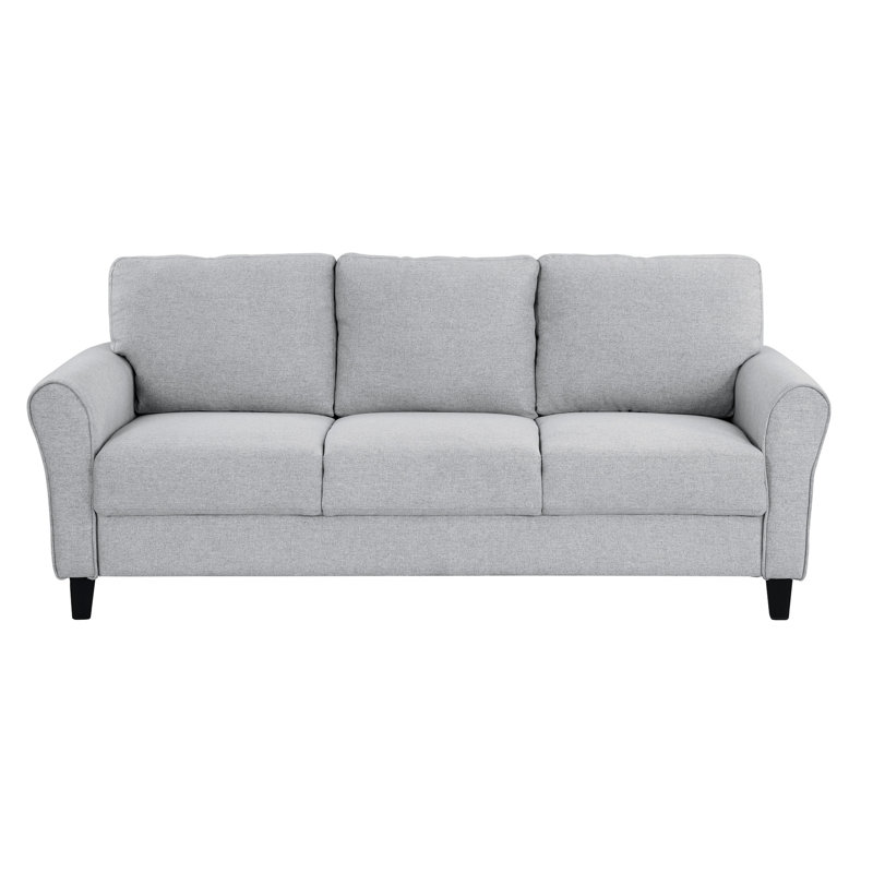 Dark Grey Textured With Solid Wood Construction And Attached Seat Cushions Transitional Upholstered Back Cover