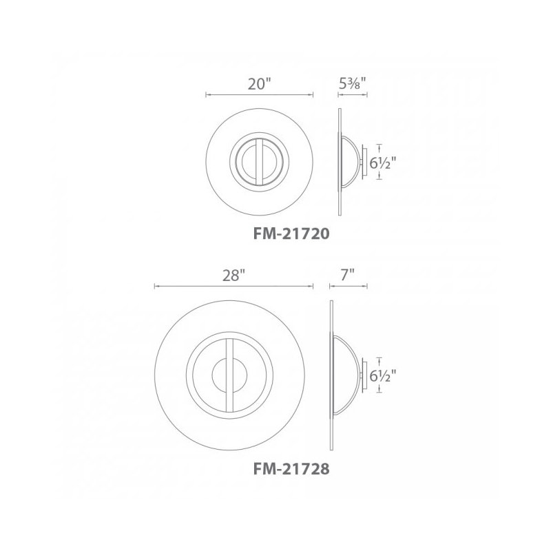 Plafonnier semi-encastré à cercle 20 po 1 lumières simple Zamir, Noir