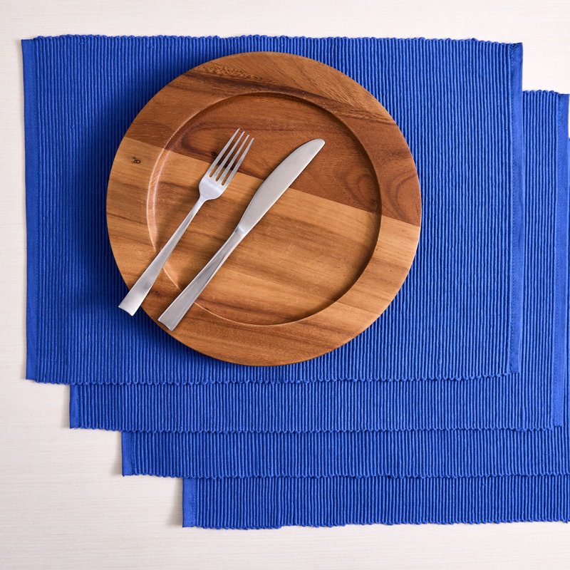 Solid Ribbed Placemat Set/4, Blue