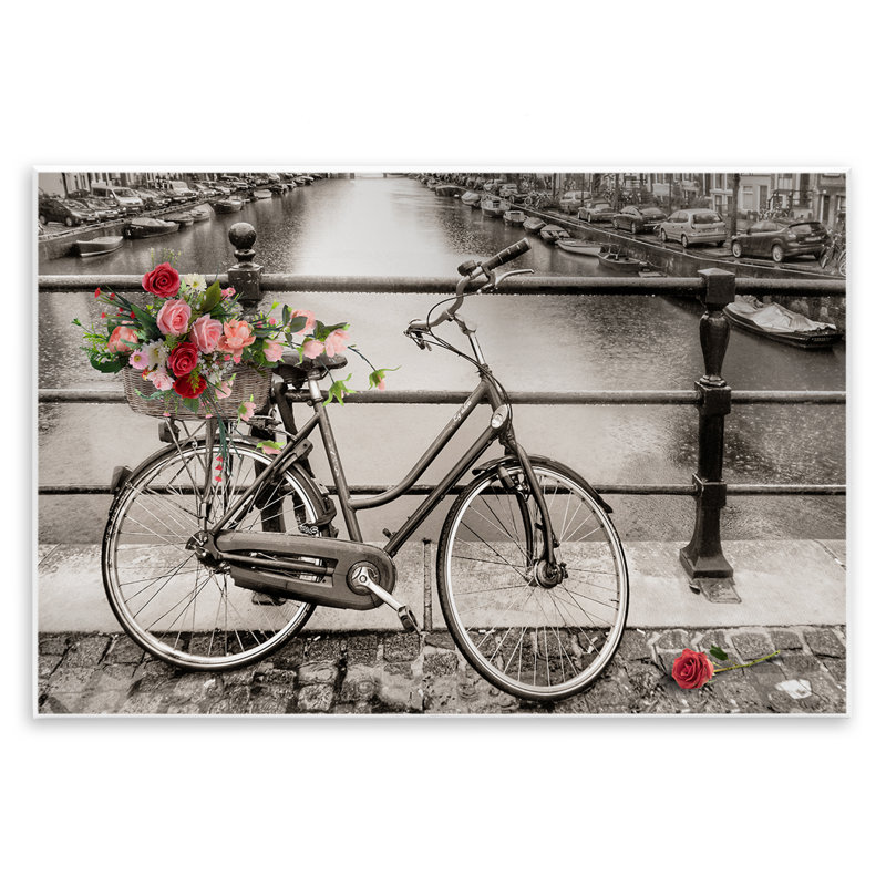 Art mural rose sur un canal rempli de vélo par CAD Designs, H 10 po x l 15 po