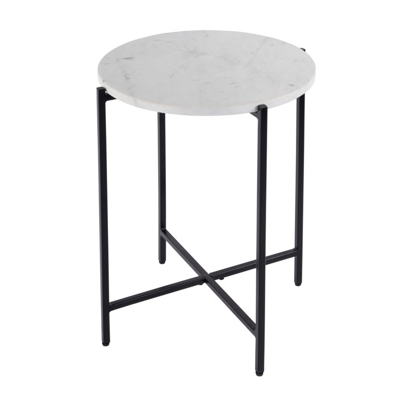 Mirabell 19 in. W Round Marble and Iron Side Table