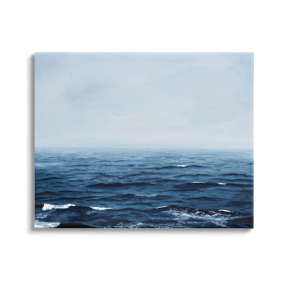 «Choppy Ocean Water Waves Foggy Nautical Horizon» par Michael Willett - peinture à cadre flottant sur toile