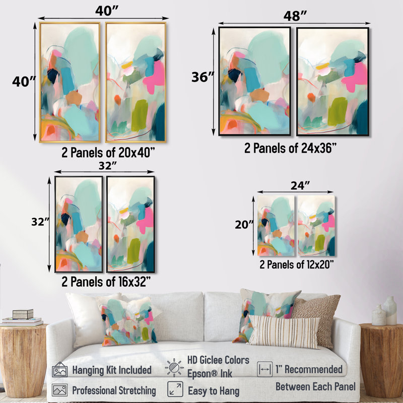 Rose, bleu, Minimalims Fludity III - art mural moderne, Brown, 36" H x 48" W, Impression encadrée flottante