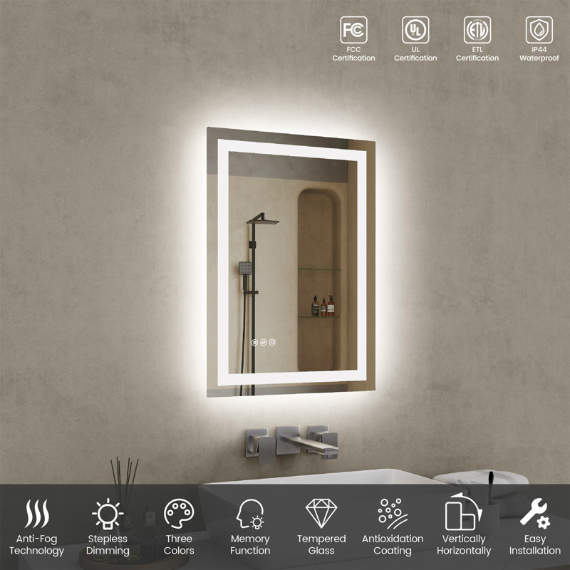 20"*28"LED Bathroom Mirror (Includes Mirror Only), 28" x 20"