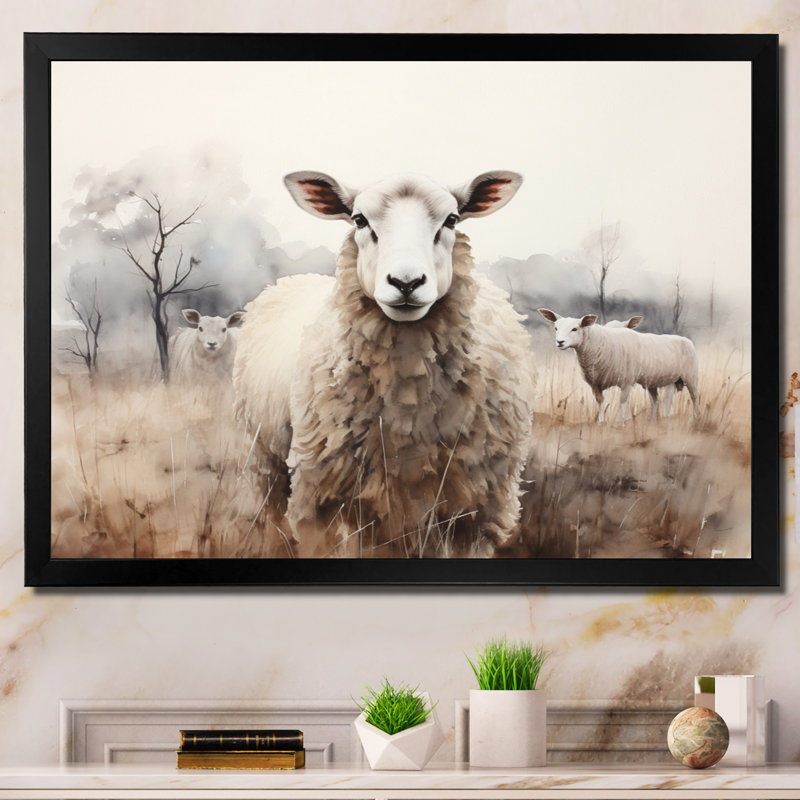 Sheep Silent Symphony - Sheep, art encadré, Cadre simple noir, H 30 po x l 40 po x P 1,5 po