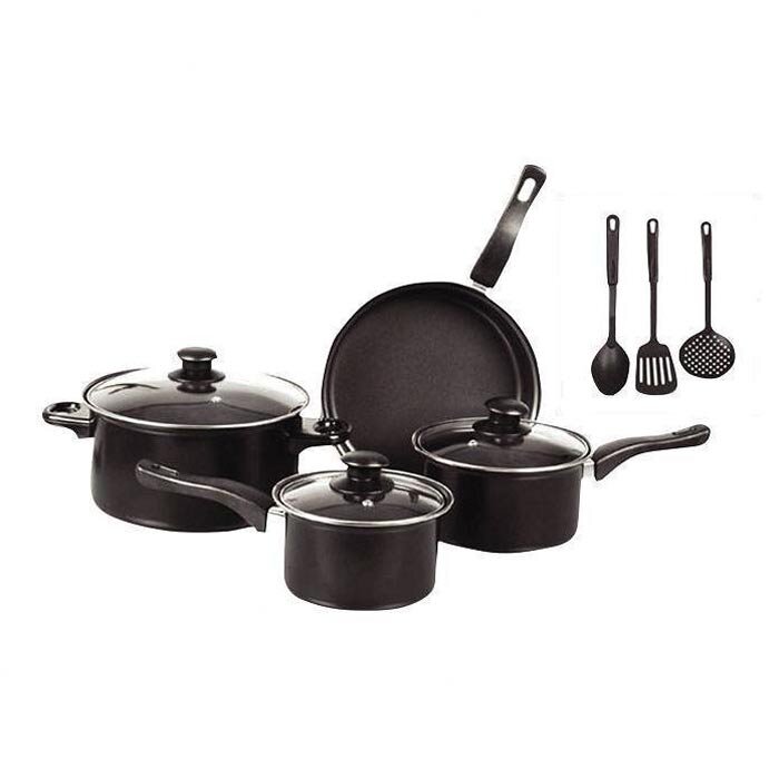 Home Basics Non-Stick 7 Piece Carbon Steel Cookware Set with Bakelite  Handles, FOOD PREP