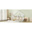 Lit plateforme simple blanc crème avec garde-corps et tablette pratique