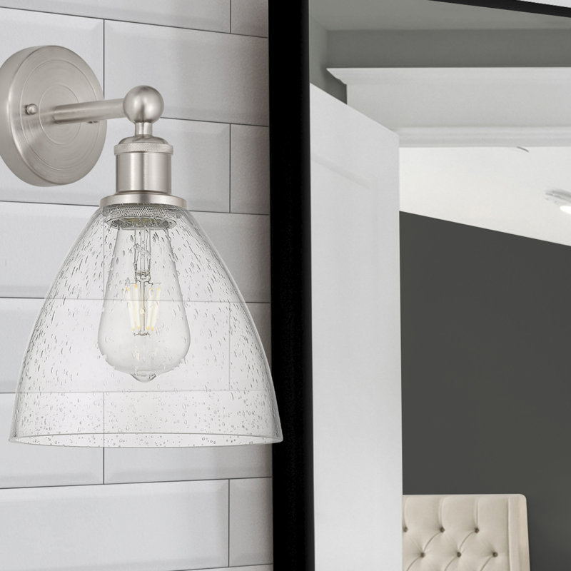 Carmichaels Armed Sconce, Seedy, Brushed Satin Nickel