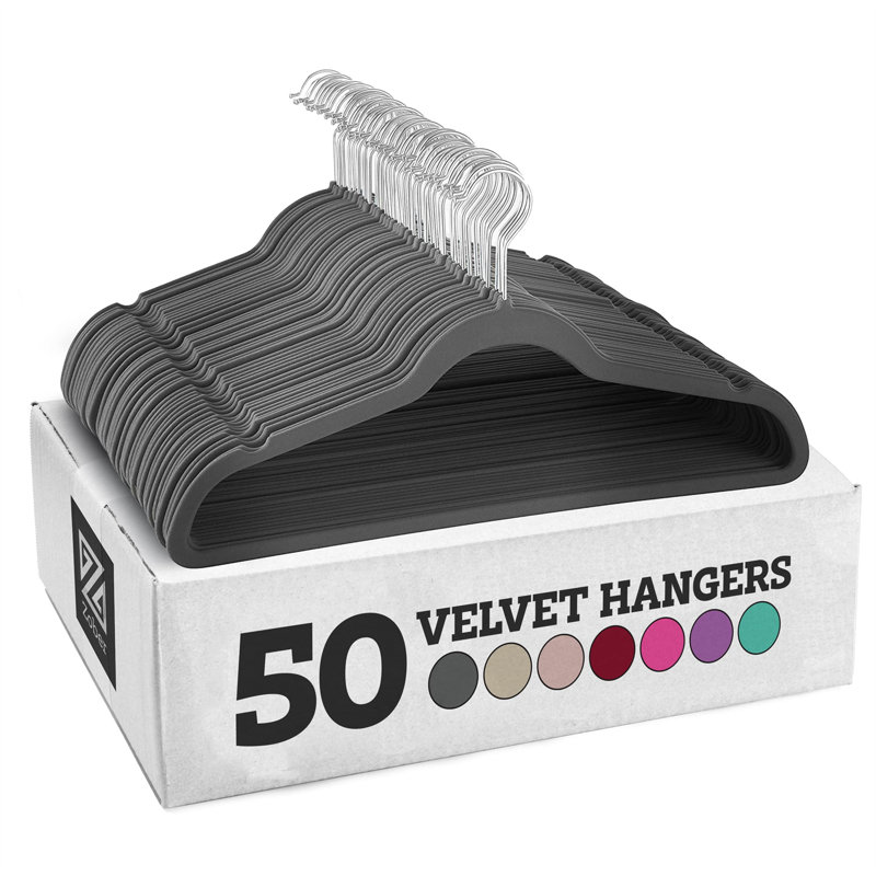 Cintre standard en velours antidérapant, Gris, 50
