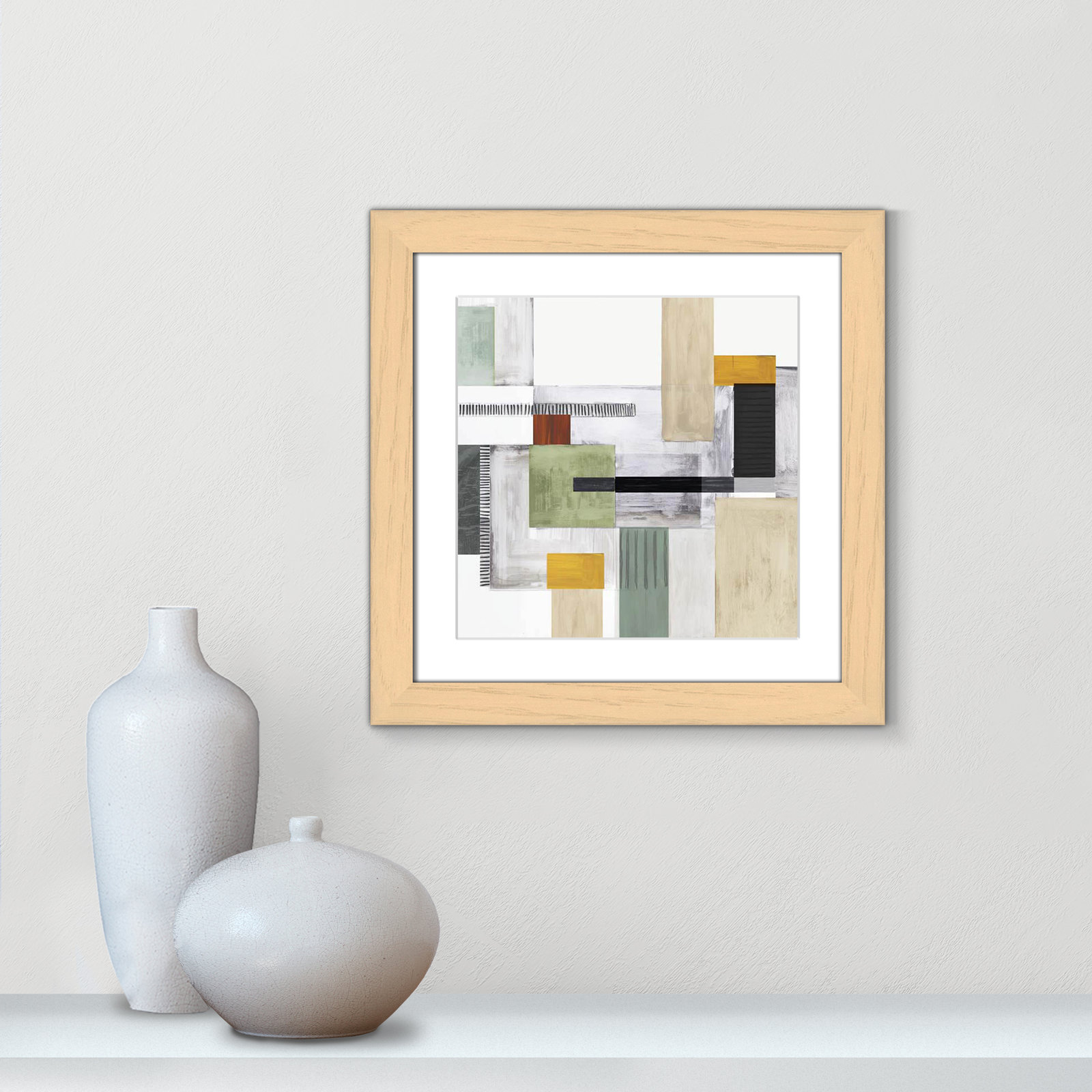 Playful Blocks Print, 18.5" H x 18.5" W x 1.25" D, Natural Cube Framed
