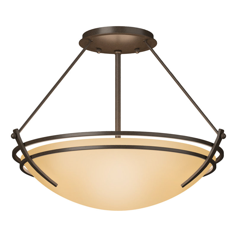 Tryne Semi Flush Mount, Bronze, Sand, 12.5" H x 16.4" W x 16.4" D