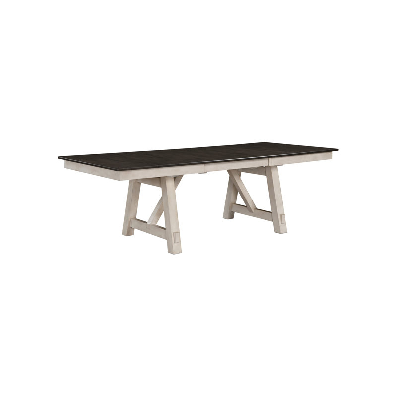 Table à manger l 60,4 po, blanc et gris