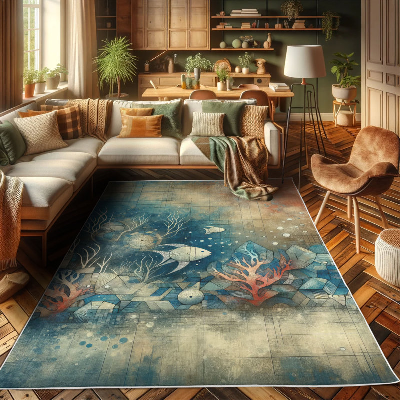 Machine Printed 114cm X 69cm Area Rug