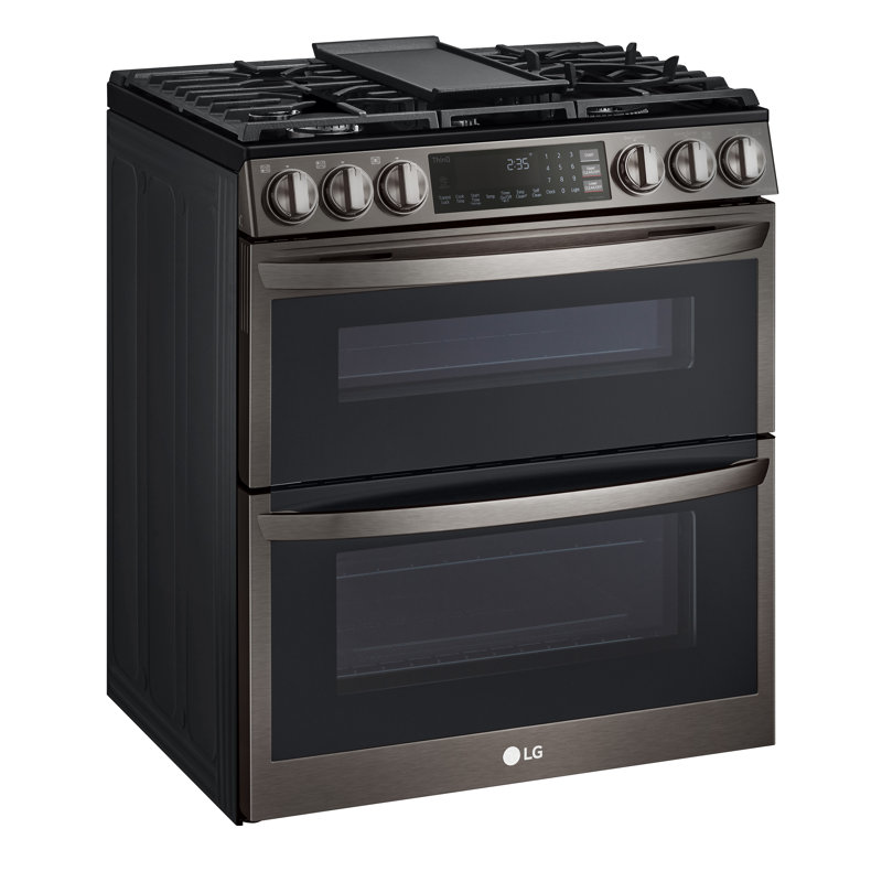 LG Smart Gas Double Oven Slide-in Range with InstaView®, ProBake® Convection, Air Fry, and Air Sous Vide, 6.9 cu. ft.
