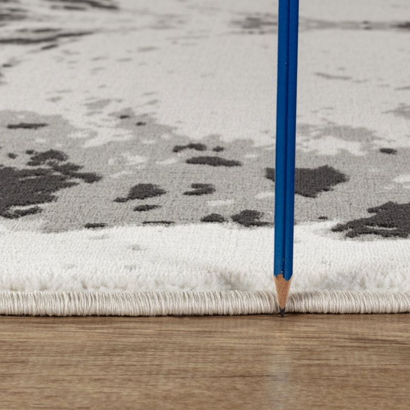 Tapis gris en cuir de vache gris Longue, style chalet sauvage, fabriquée à la machine, teintée, idéale pour les espaces à circulation élevée