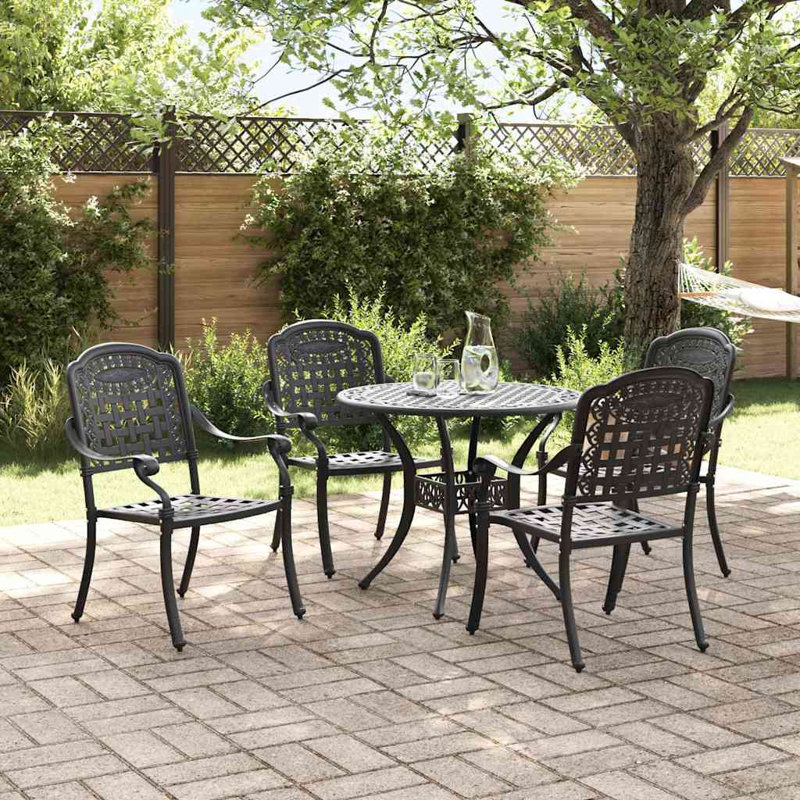 Garden Dining Set Aluminium Outdoor Furniture Patio Terrace Backyard, Black