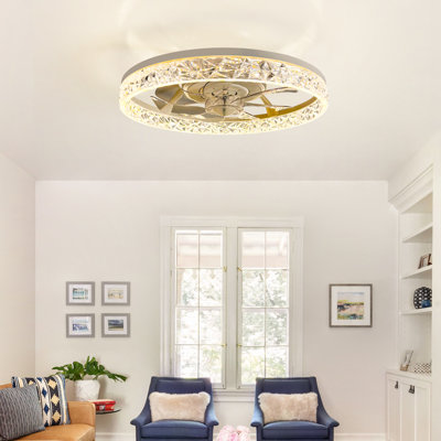 18.9" Ceiling Fan With Light, 3 Color Temperature RGB Dimmable LED, Timer Function For Bedroom Living Room
