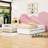 Storage Wooden Floor Bed with Guardrails and 2 Drawers-93548539-93548536