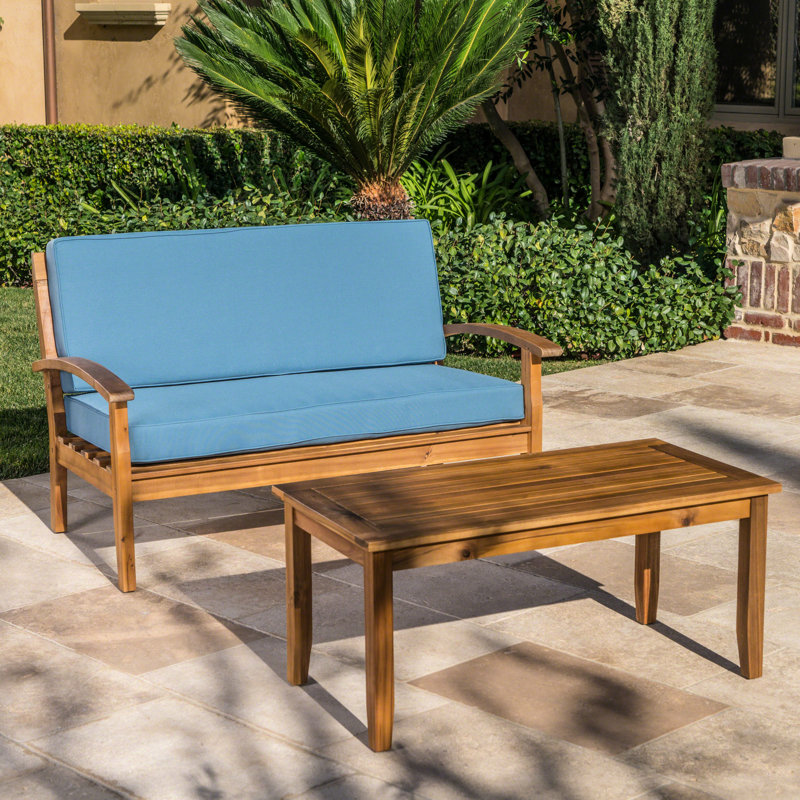 Causeuse et table de patio - Matériau en bois, meuble à café pour coussins d'eau, finition, élégant et confortable, Beige