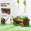 Boîte à fleurs en bois à charrette mobile avec quatre roues et trou de drain