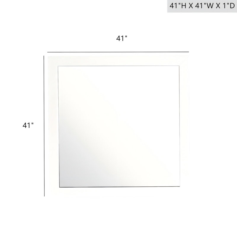 Miroir, 41 po x 41 po, Carrée, Blanc