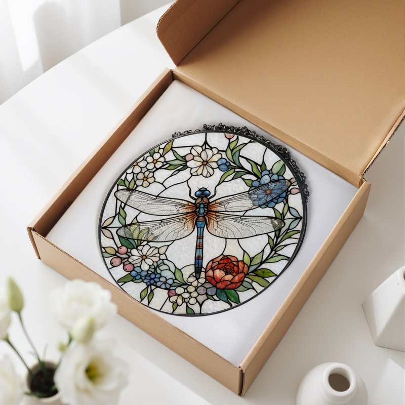 Vitrail de fenêtre en verre coloré 7,8 po H, H 7,8 po x l 7,8 po