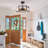 6-Light Farmhouse Geometric Chandelier, 21.65" Adjustable Height Matte Black Pendant Light with Acrylic Shade for Dining Room, Living Room