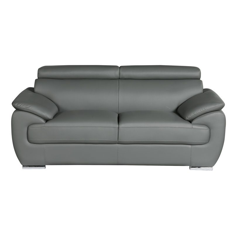 Causeuse en cuir véritable, Gris