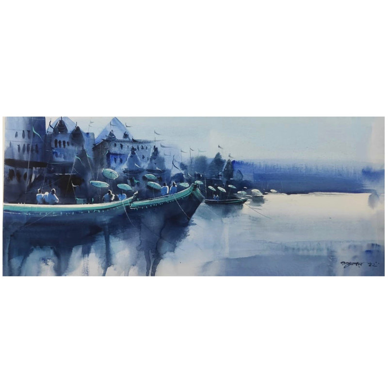 Kashi Vishwanath Varanasi | Peinture de Santu Naskar | Aquarelle sur papier