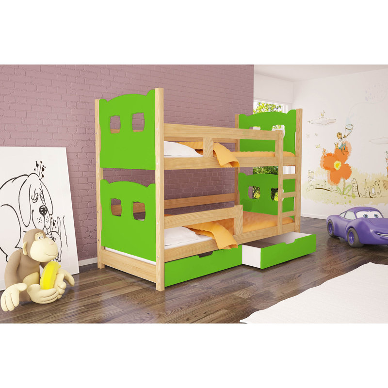 Hemming European Toddler (80 X 180cm) 2 Drawer Standard Bunk Bed and Mattress by Harriet Bee, Green