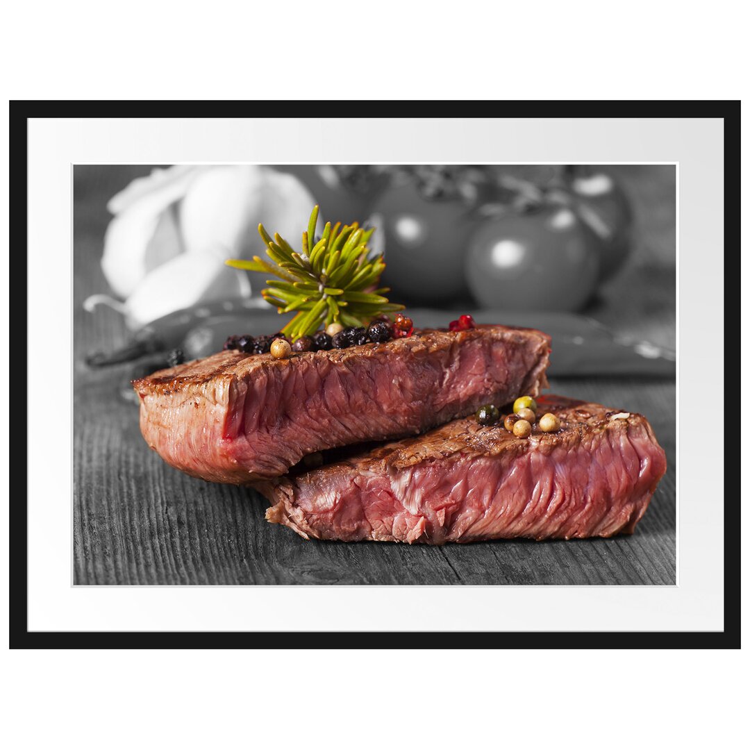 Gerahmtes Poster Leckeres Pfeffer Steak Medium