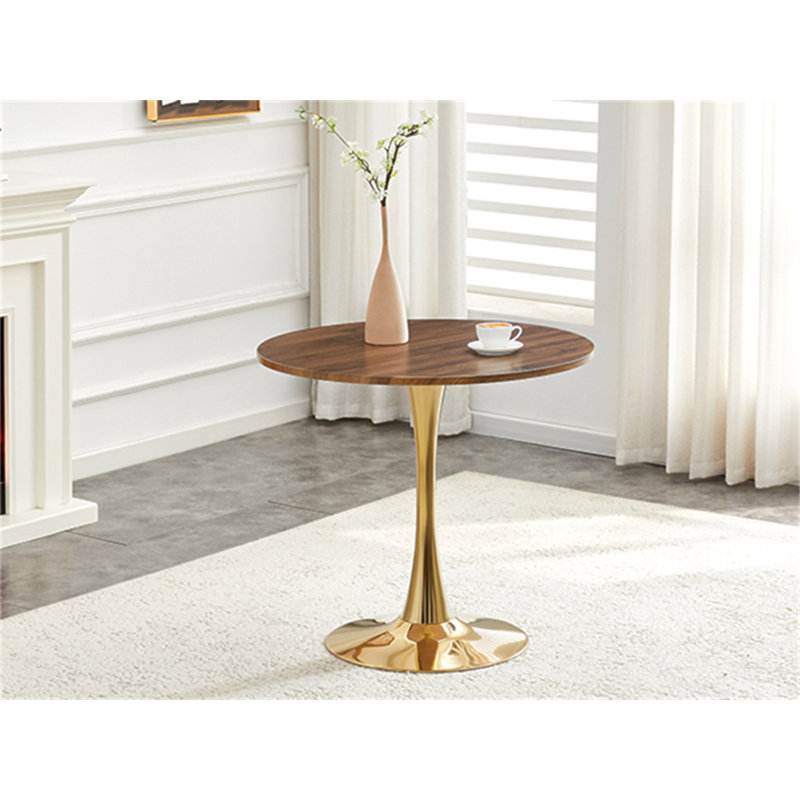 Round Dining Table, 31.5" Circle Tulip Table with Thickened Tabletop & Metal Pedestal, Mid Century Modern Bistro Table for Kitchen, Small Places, Living Room, Cafe