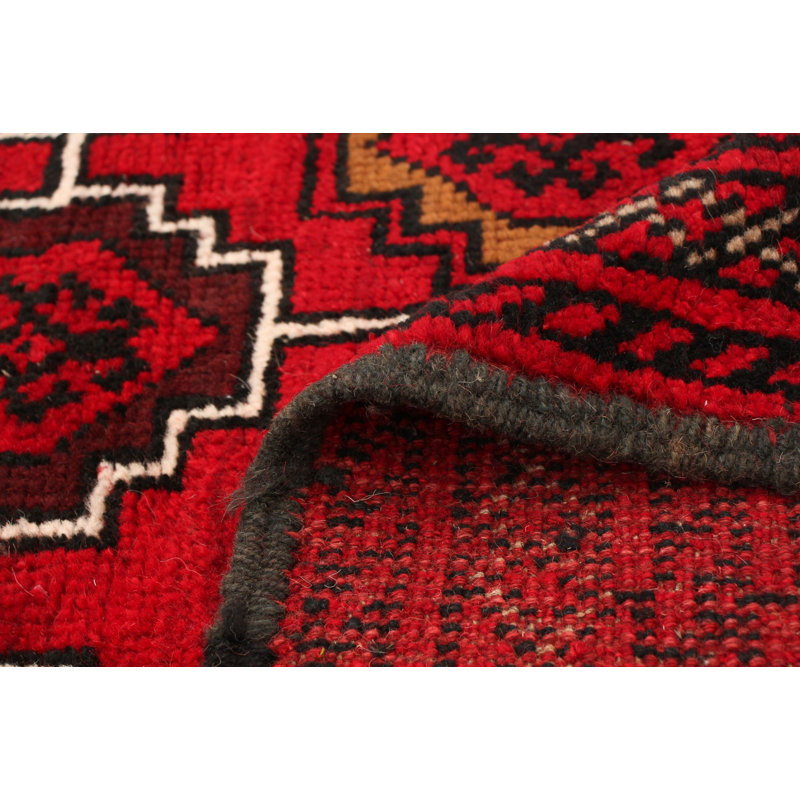 Tapis décoratif en laine noué à la main de conception unique 3 pi 7 po x 5 pi 2 po Bosson