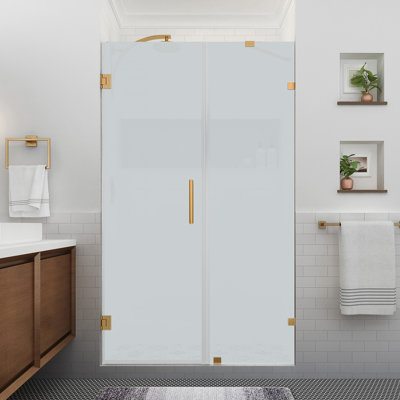 Porte de douche à charnière sans cadre Nautis XL de l 52,25 po à l 53,25 po x H 80 po Nautis