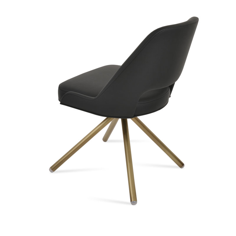 Chaise d'appoint pivotante Marash Stick, Gris clair, Laiton