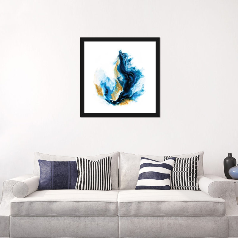 «Crashing Sea» par Spell rebond Fine Art - impression d'art graphique, Papier encadré noir, H 24 po x l 24 po x p 1 po, Blanc