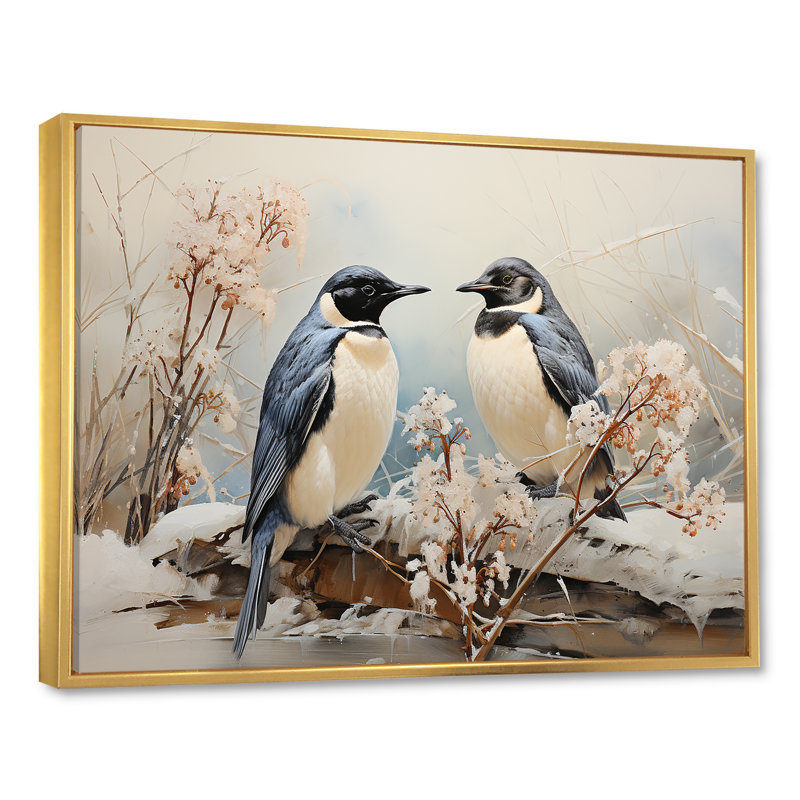 " Penguins Antarctic Elegance V ", Gold Floater Frame, 30" H x 40" W x 1.5" D
